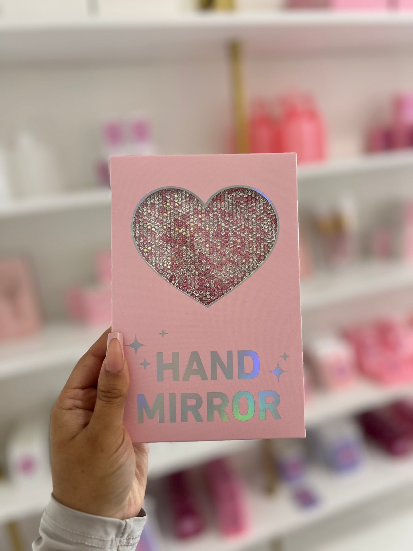 Blinged Up Heart Mirror