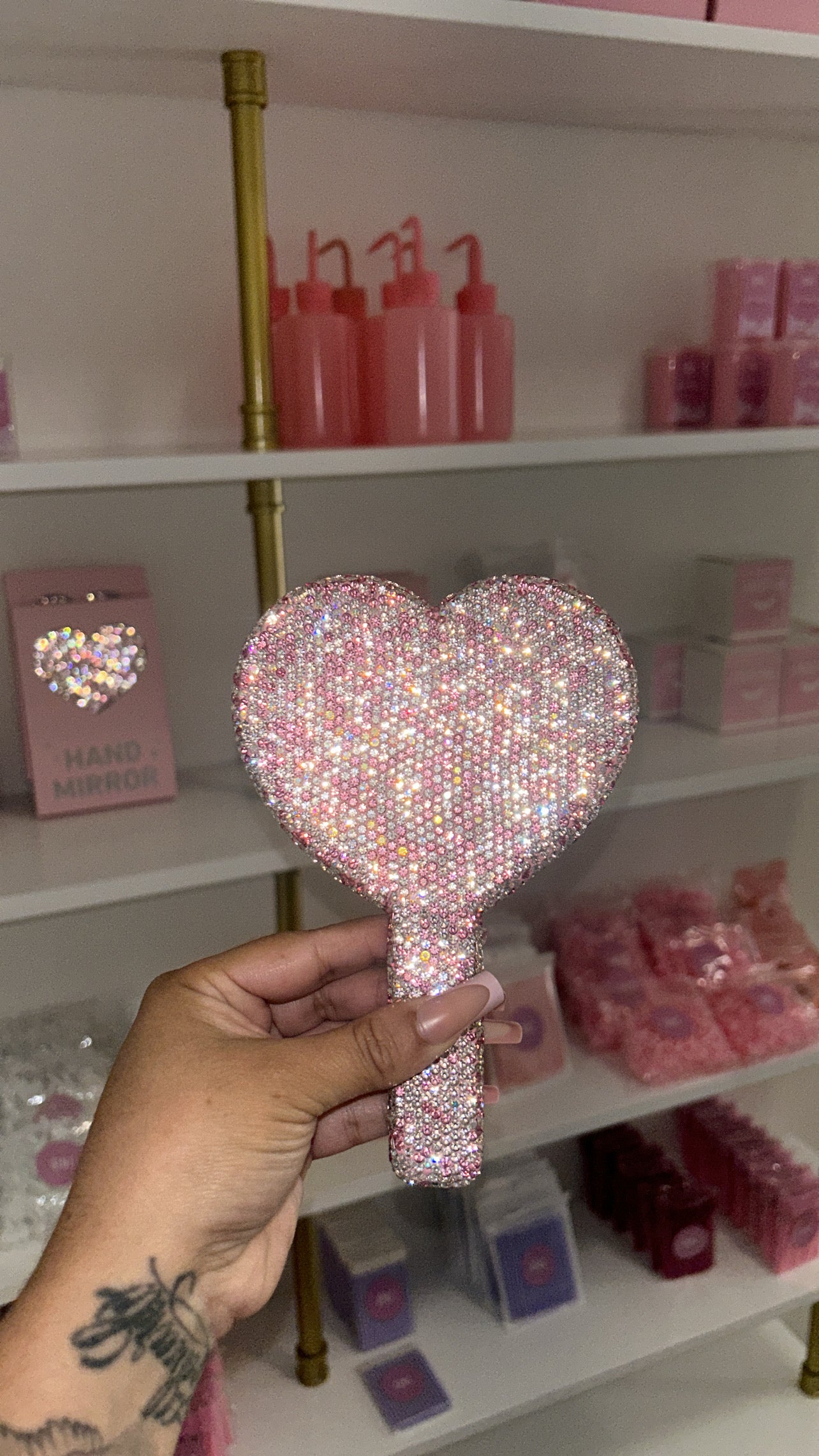Blinged Up Heart Mirror