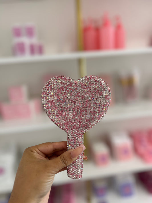 Blinged Up Heart Mirror
